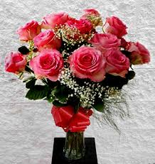 Foto de Florero 12 rosas rosadas